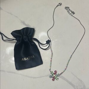 ✨🌸💫 Y2K Agatha Paris Silver Crystal Short Necklace